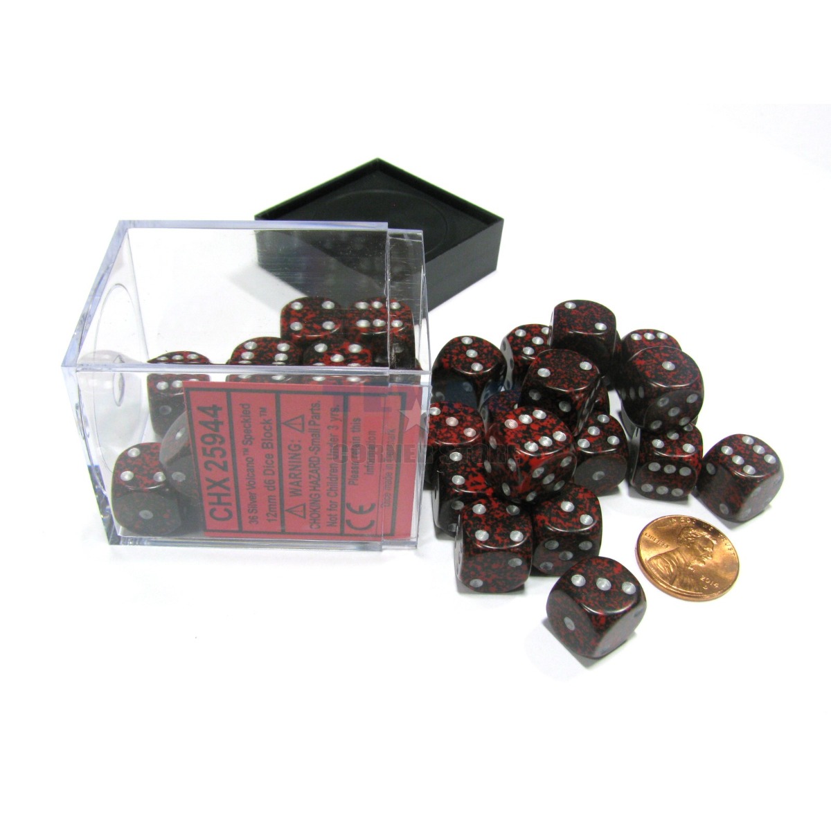 Chessex 25944 Speckled 12mm d6 Silver Volcano Block (36)