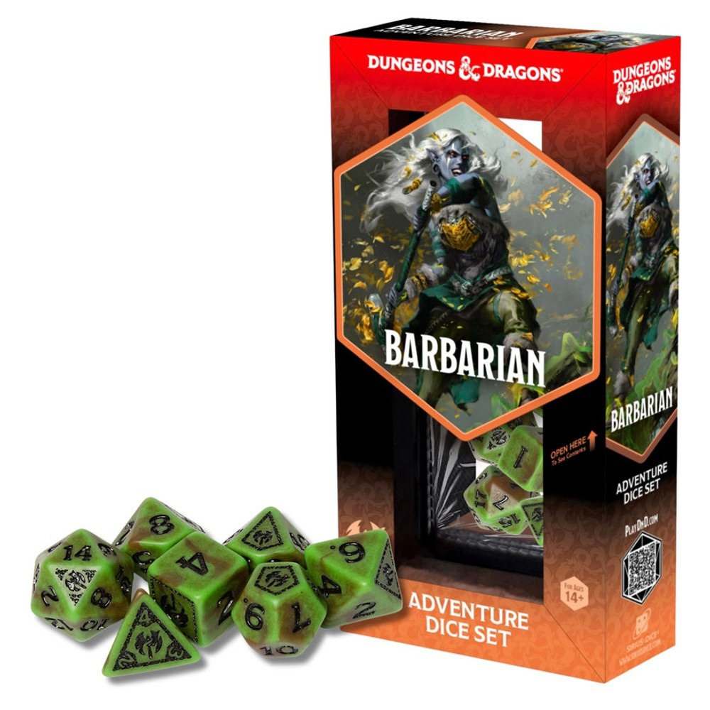 Sirius Dice - D&D Adventure Dice - Barbarian - Green n Brown