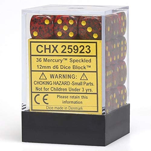 Chessex 25923 Speckled 12mm d6 Mercury Block (36)