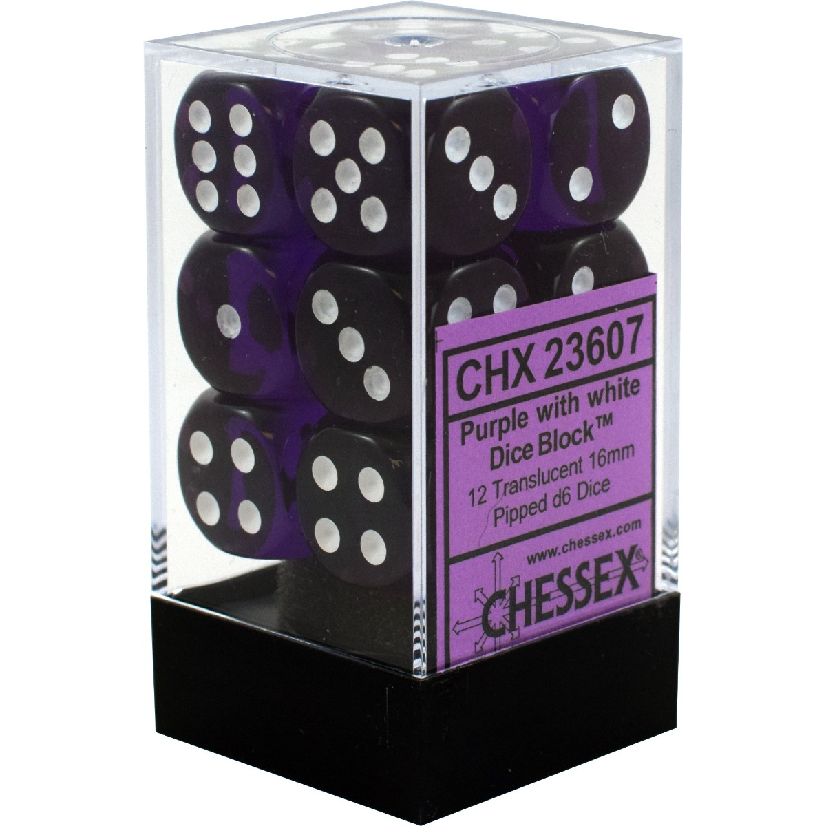 CHX 23606 Translucent 16mm d6 Blue/white Block (12)