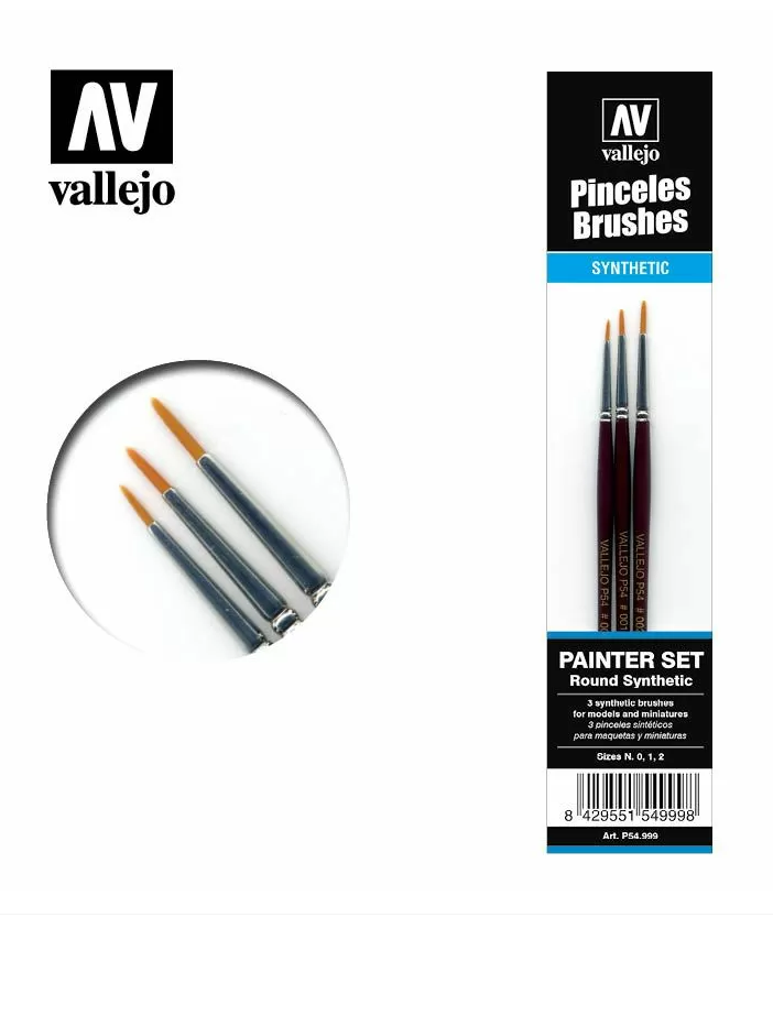 Vallejo Brushes - Detail - Design Set - Synthetic fibers (Sizes 0; 1 & 2)