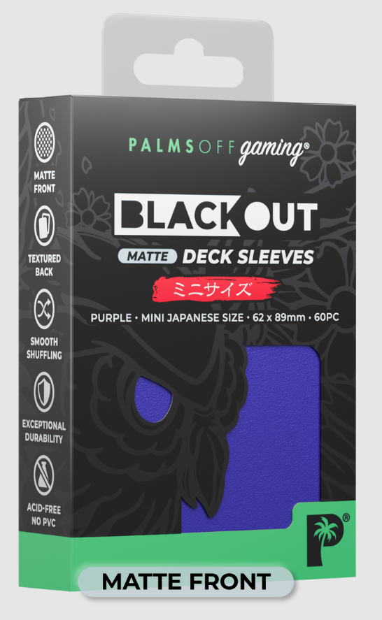 Blackout Deck Sleeves - Japanese Mini Size - Purple - Matte Front - Palms Off Gaming
