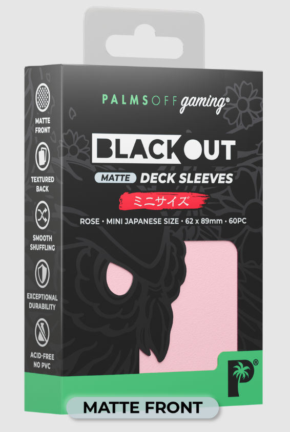 Blackout Deck Sleeves - Japanese Mini Size - Pink- Matte Front - Palms Off Gaming