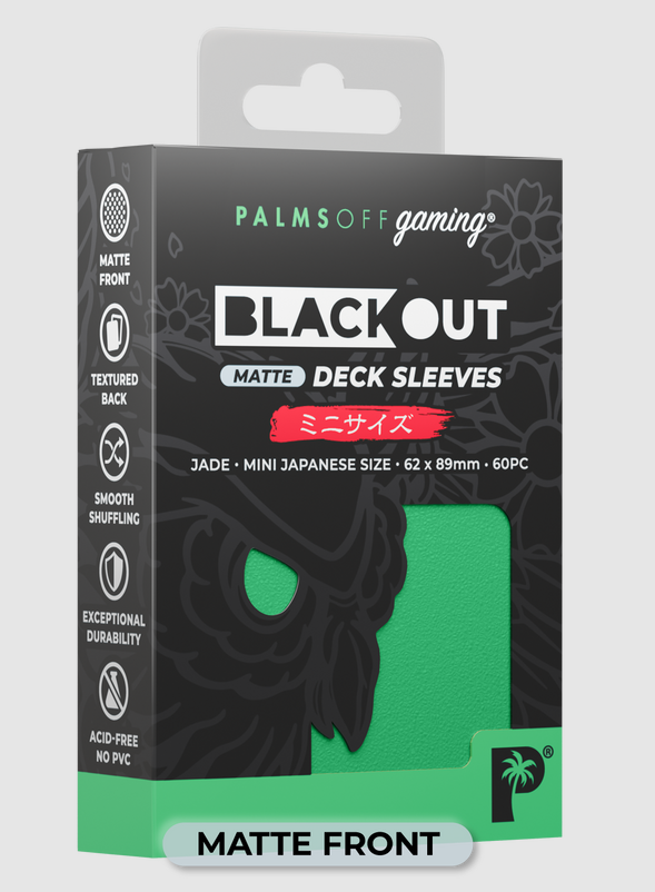Blackout Deck Sleeves - Japanese Mini Size - Jade - Matte Front - Palms Off Gaming